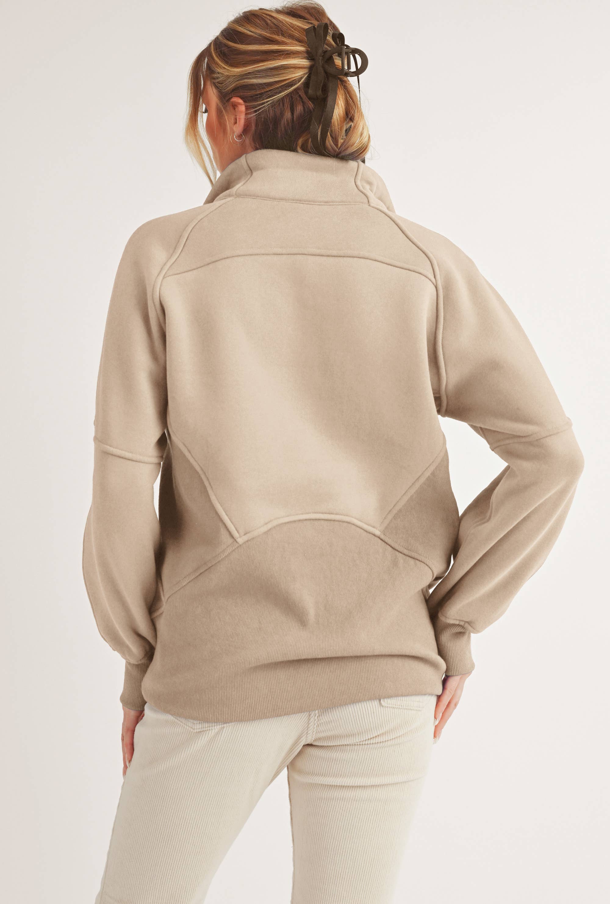 AEMI + CO - Wholesale Sweatshirt - Dames - 986DK lange Dove trui met halve rits en col62