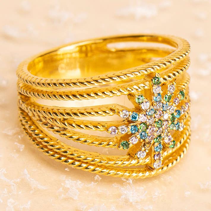 ANEL SEMAINIER FLOCO DE NEVE VERDE por atacado de Une A Une