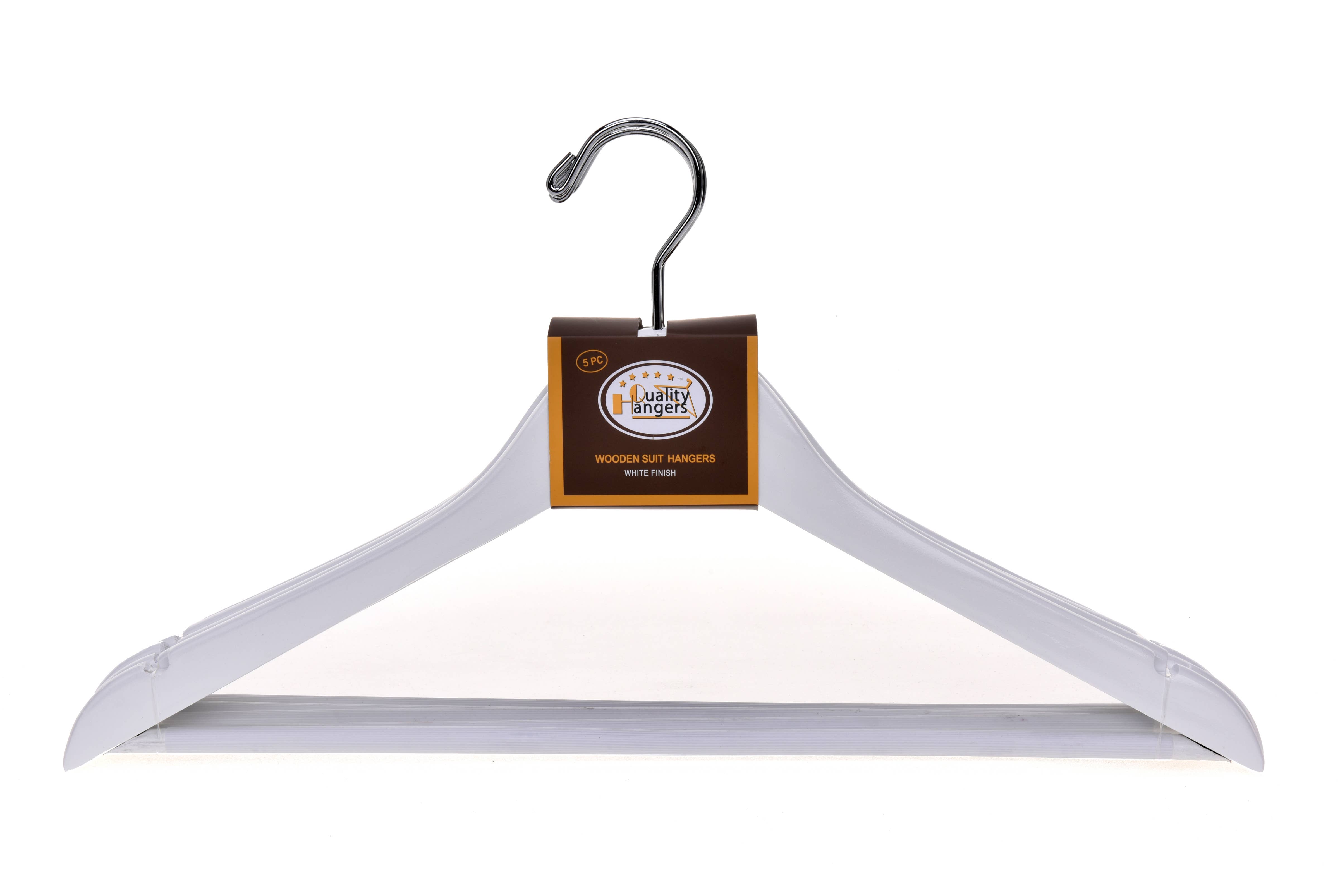 Quality Hangers - Vente Cintres - Cintre en bois semi-incurvé W040, 17,5 pouces, blanc - 803