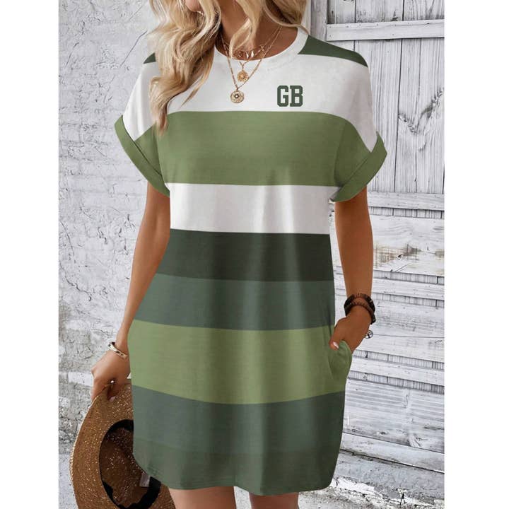 Grön Bay grön färgblockrandig klänning för wholesale av Elby Designs Apparel