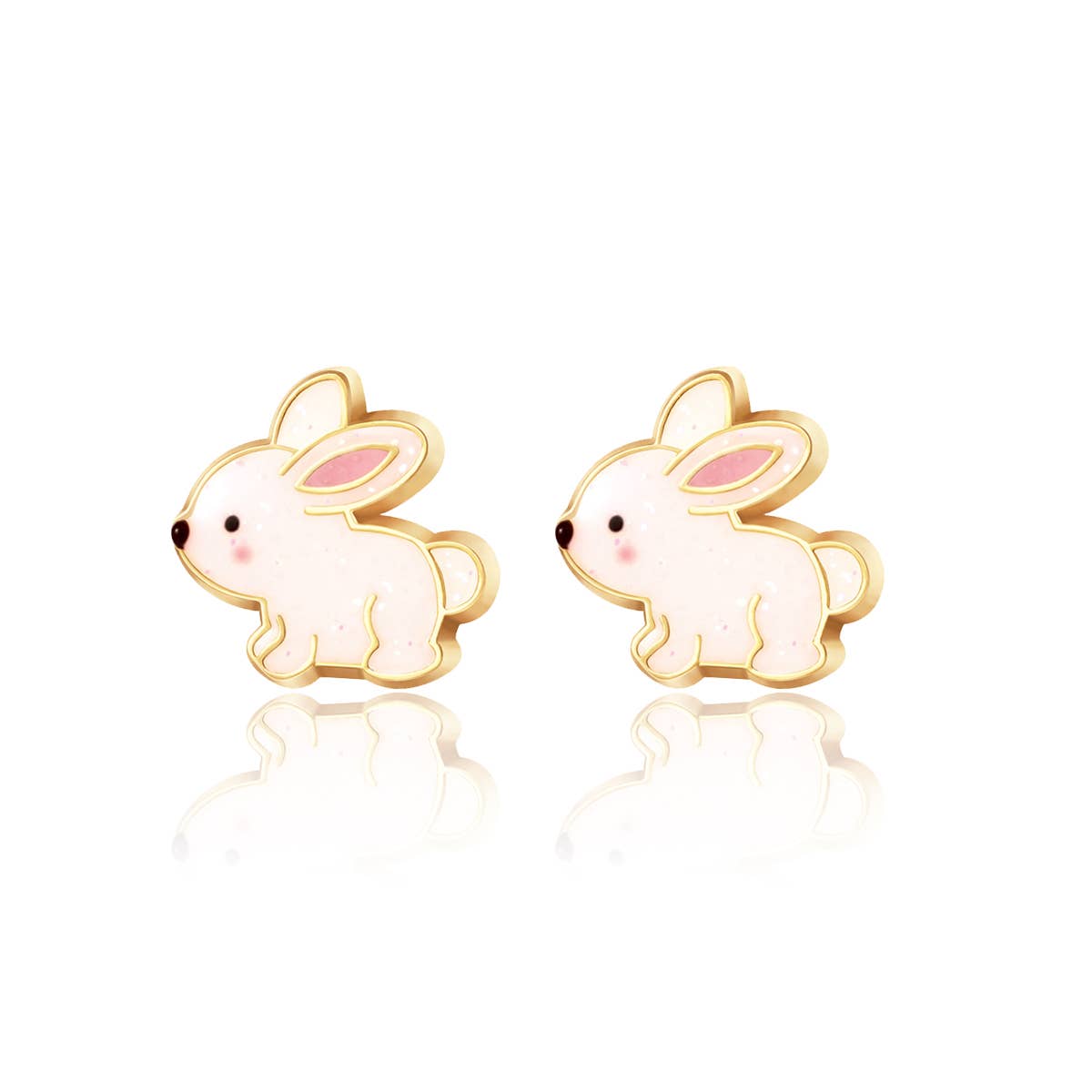Girl Nation | Kids Jewelry | Easter Gifts - Wholesale Earrings - Kids - Glitter Rabbit | Cutie Stud Earrings | Easter 2026
3