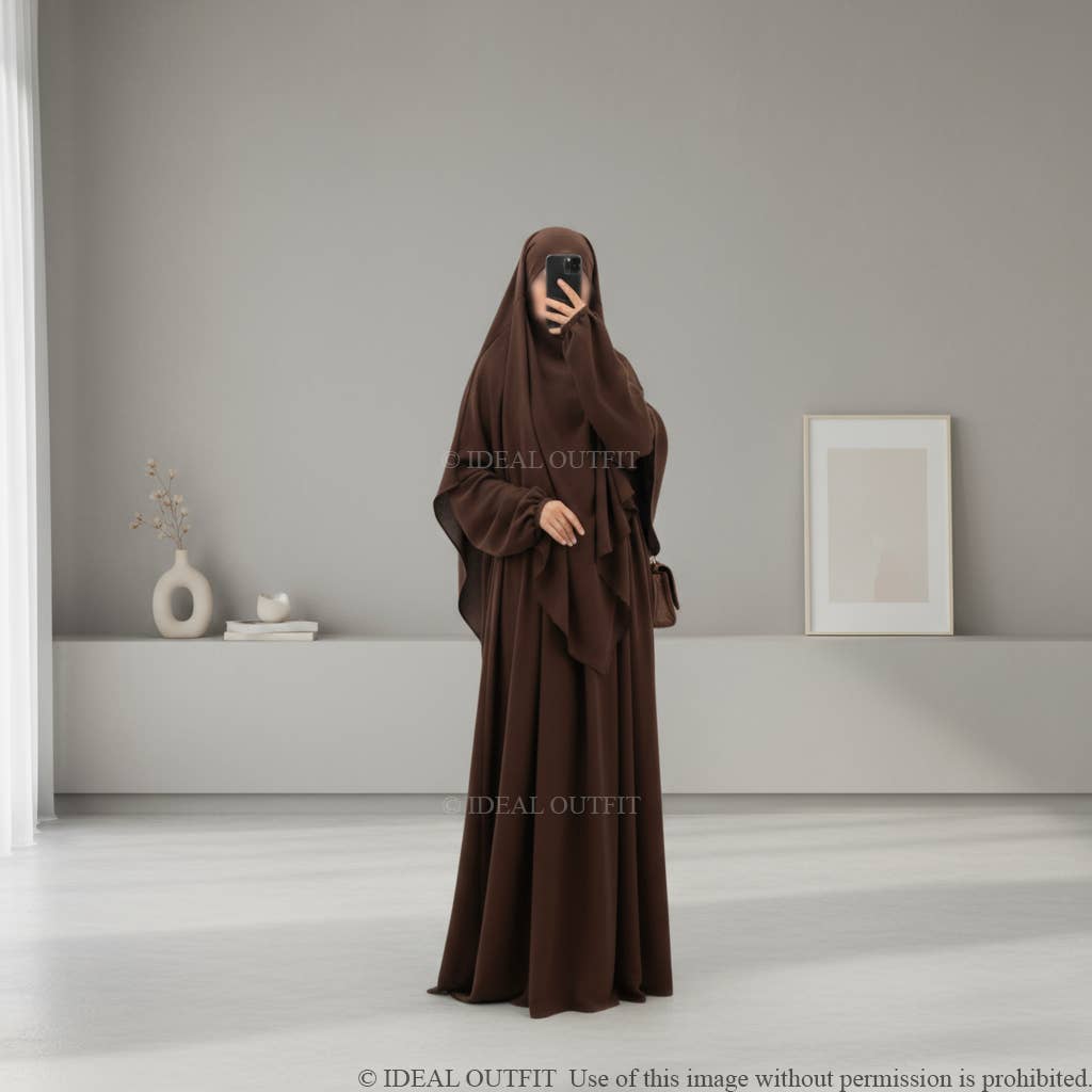 IDEAL OUTFIT - Wholesale Kaftan - Dames - 2-delige khimar en abaya set in jazzstijl ref:e2326+2501jazz59