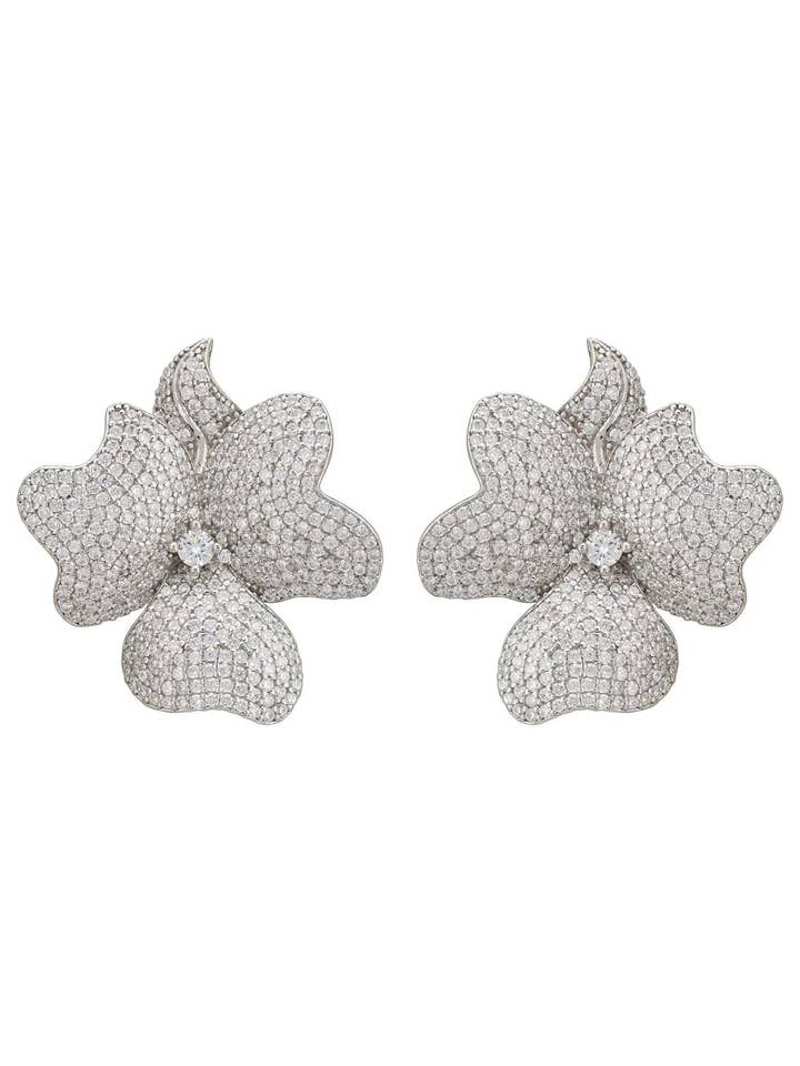 Blomma Stora Clip-On Örhängen Silver för wholesale av Latelita