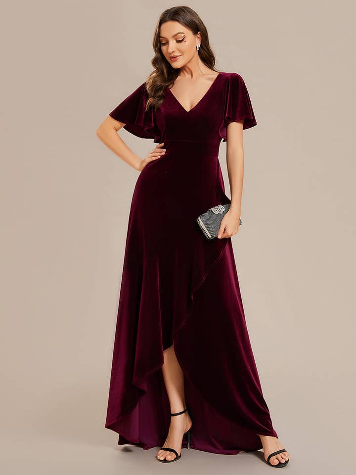 Ever-Pretty - Wholesale Dress - Women's - High-low V Neck Evening Dress with Short Sleeves13