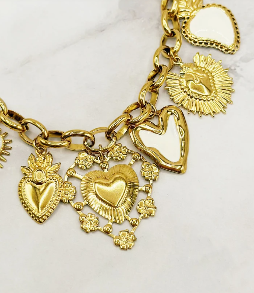 Wild & Free - Wholesale Pendant/Charm Necklace - Boho Chic Necklace with Sacred Heart Charms3