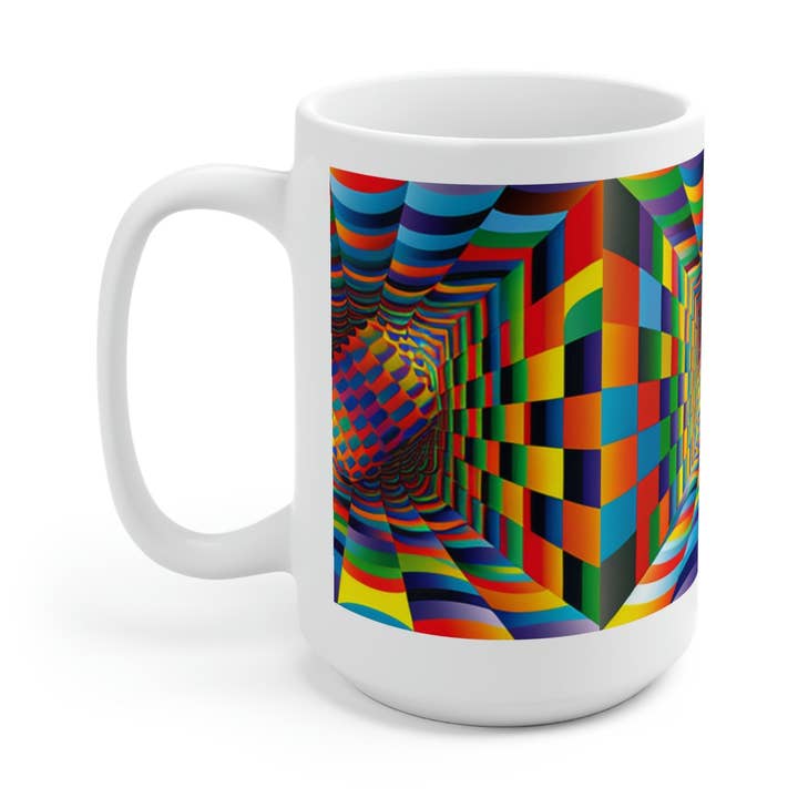 Rainbow Math Art Print Ceramic Mug 15oz for wholesale by Lilly's Artwork