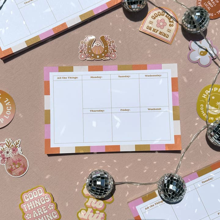 Groovy Checkered Tearaway Notepad for wholesale by Kach Design Studio