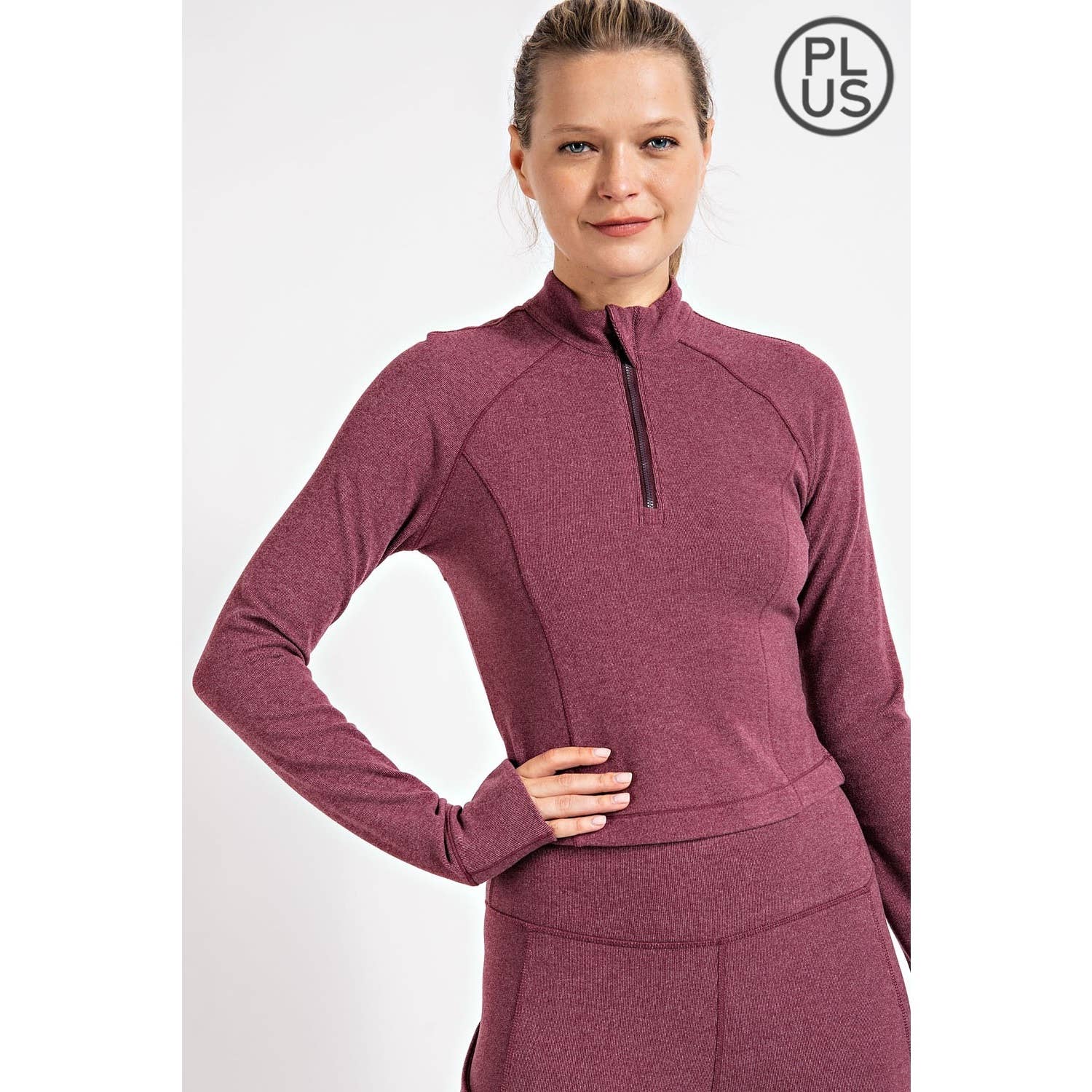 Rae Mode - Vente Chemise – femme - HAUT CÔTELÉ À MANCHES LONGUES ET COL MONTANT BROSSÉ DE GRANDE TAILLE16