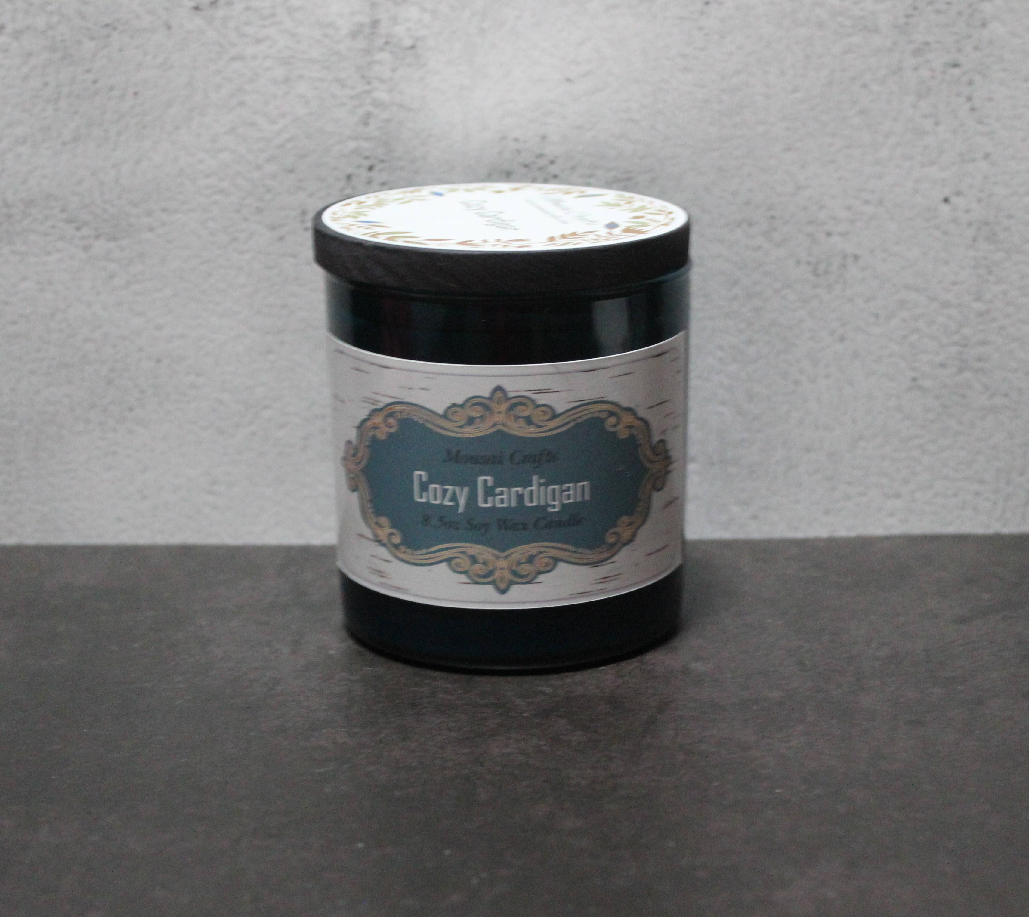 Mousai Crafts - Wholesale Jar/Filled Candle - Cozy Cardigan 8.5oz Soy Wax Candle2