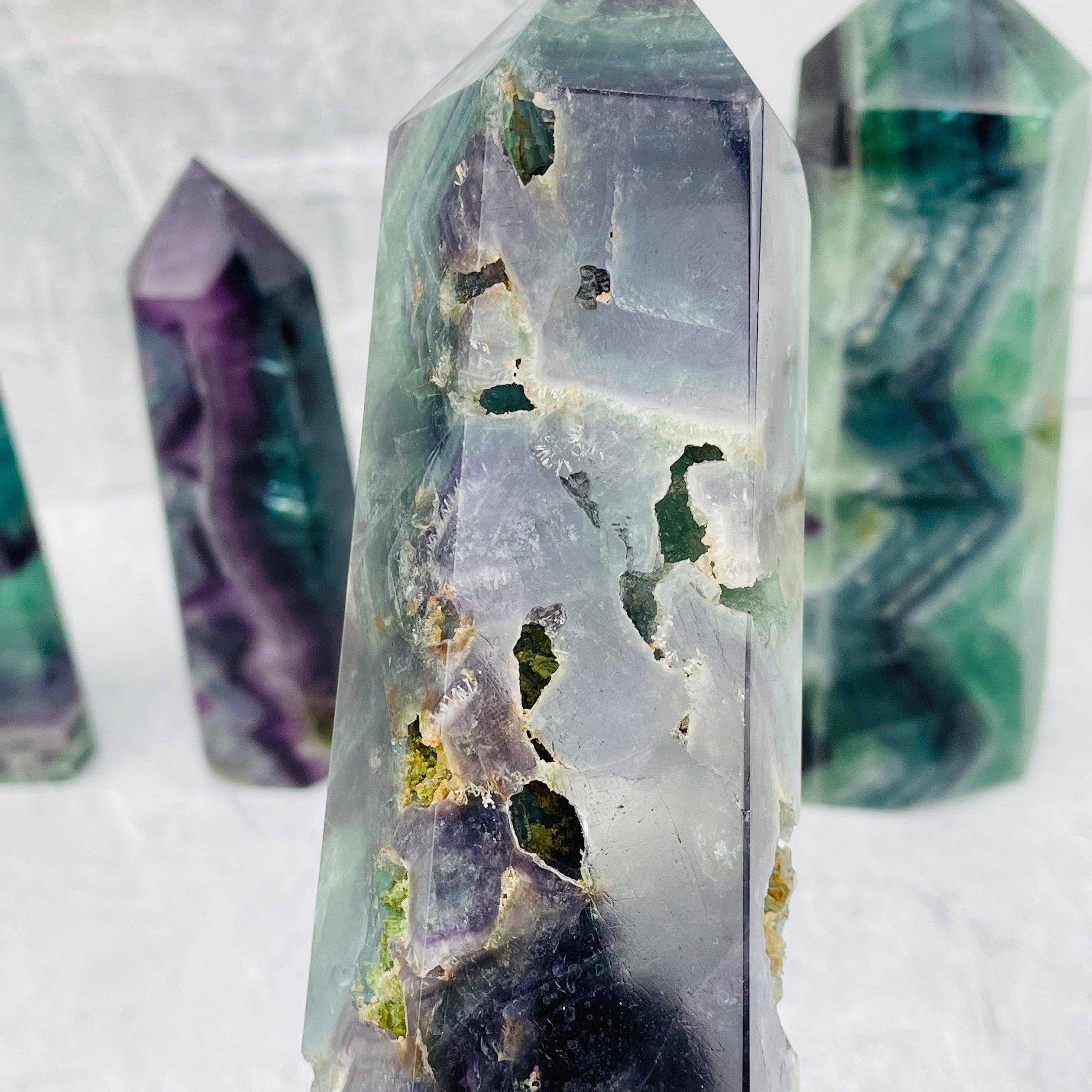Rock Paradise - Wholesale Spiritual Stone/Crystal - Crystal Rainbow Fluorite Polished Point Towers - By Weight4