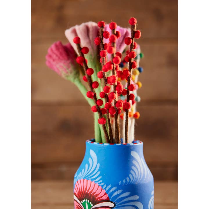 Namaste - Wholesale Artificial Flowers - Bunch of 5 Felt Red Berry Stems1