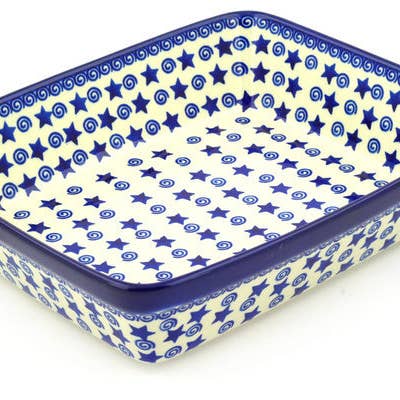 Rectangular Baker 11" Stars And Fireworks Theme for wholesale by Polmedia Polish Pottery