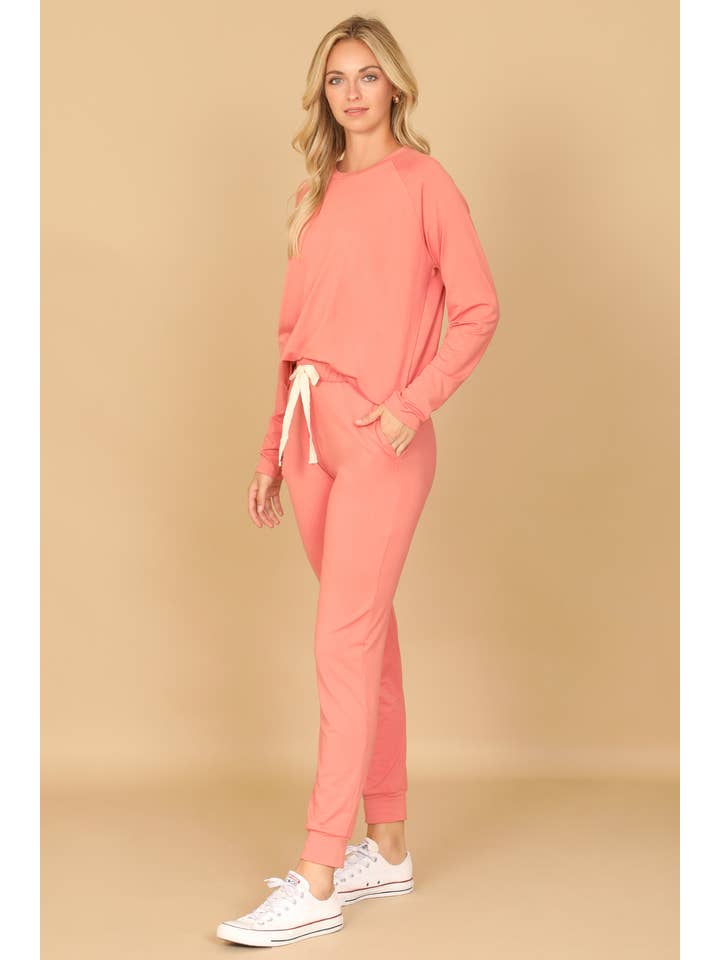 You & Me - Wholesale Lounge Sweatpants/Joggers - Women's - YMP40001V-SOLID LONG SLEEVE TOP AND JOGGERS SET18