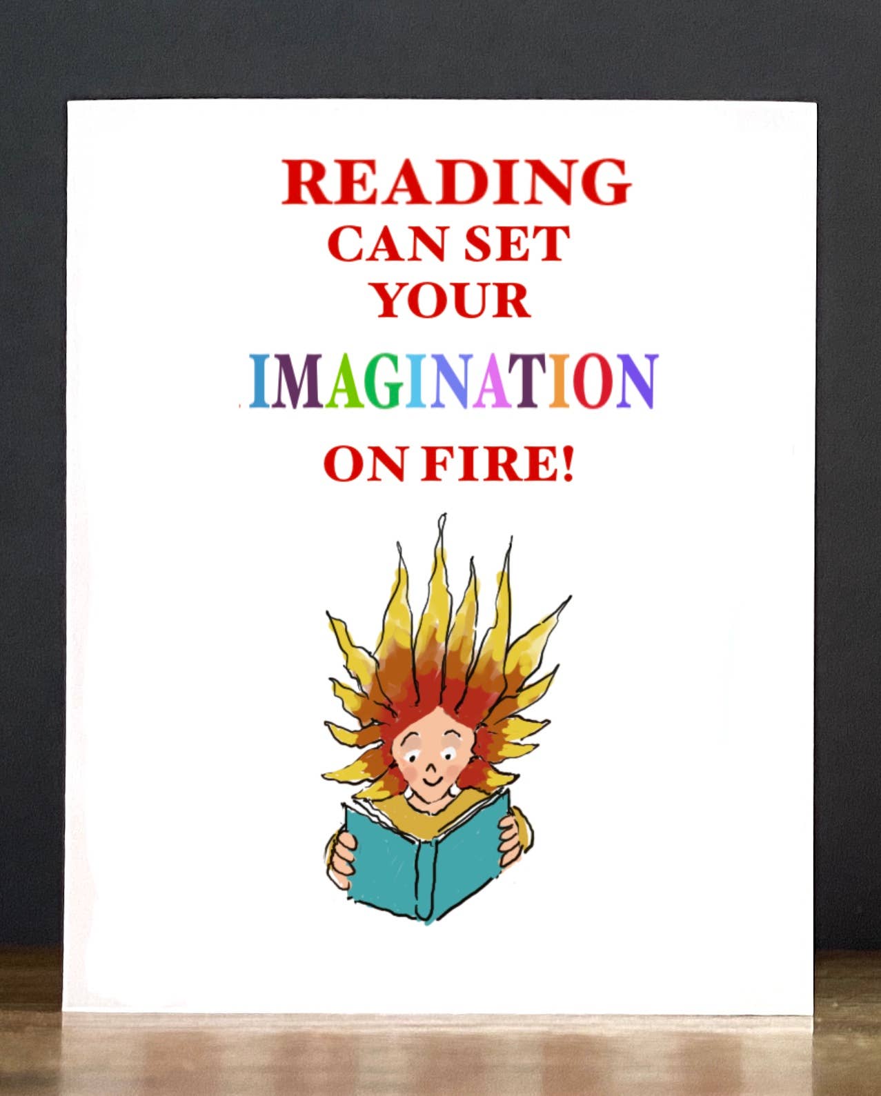 Cards by Charlot - Wholesale Encouragement Card - Reading = Imagination (Girl)2