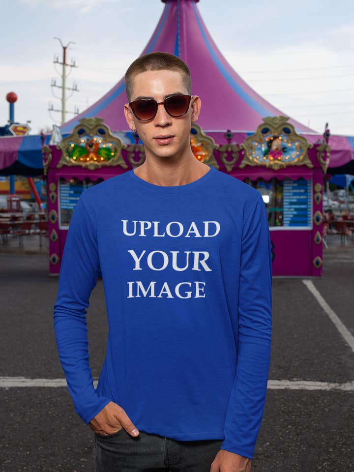 T-shirt royal à manches longues 100 % coton, imprimez votre propre design pour la vente par Tshirtplus