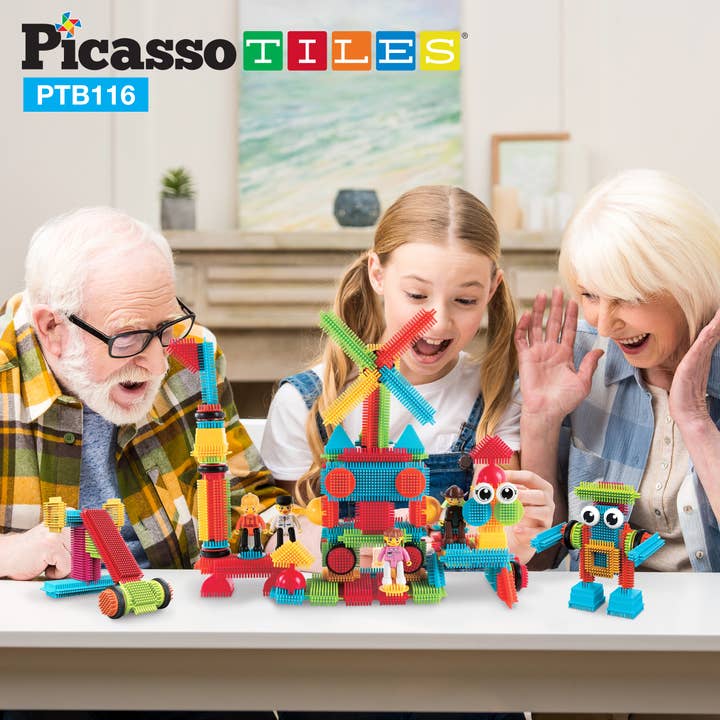 PicassoTiles - Wholesale Building Set - Kids - PicassoTiles PTB116 Hedgehog Building Blocks 116-Piece Set