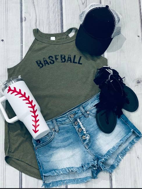 Vintage Baseball Tank Top for wholesale by The Black Frame Boutique