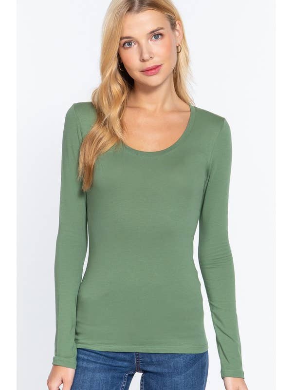 Active Basic | Active USA - Wholesale Knit Top - Women's - Long Sleeve Scoop Neck Top19