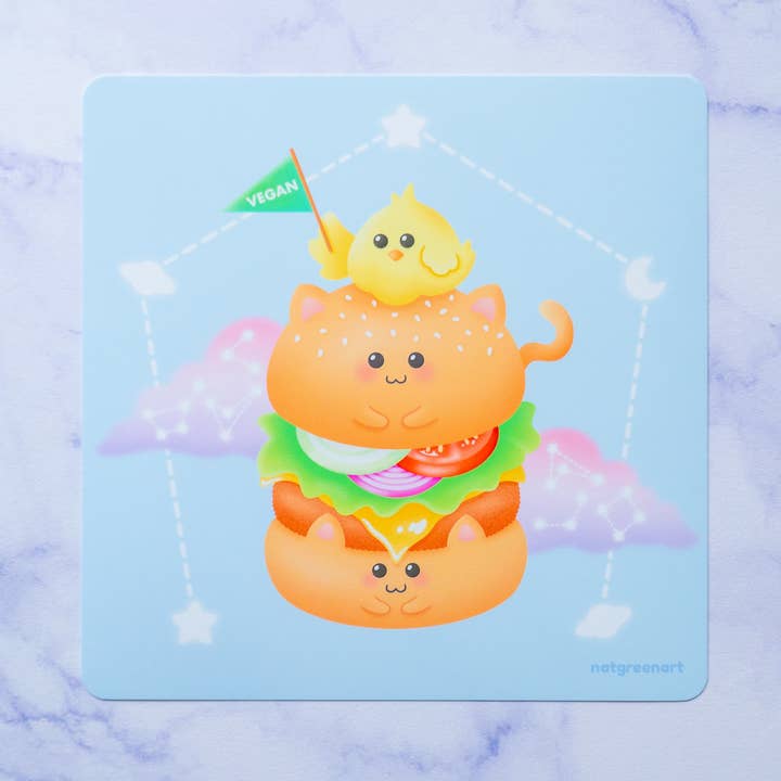 Vegan Burger Mini Art Print (5 x 5") for wholesale by NatGreenArt