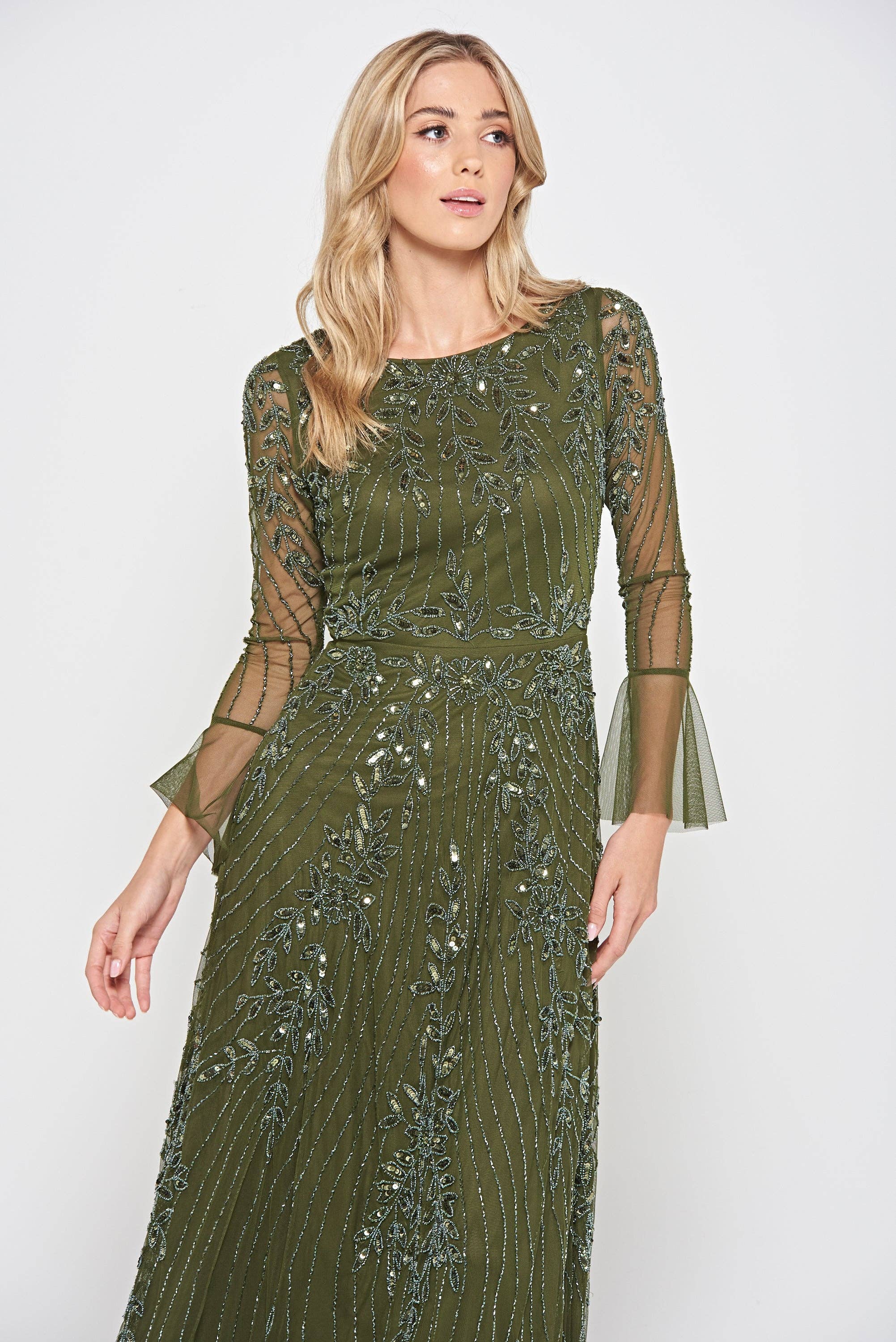 Jora Olive Embellished Maxi Dress for wholesale on Faire3