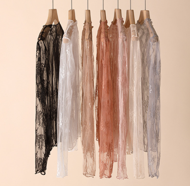 Rosa Clothing - Wholesale T-Shirt - Women's - Semi Sheer Mesh Floral Lace Layering See Through Top6