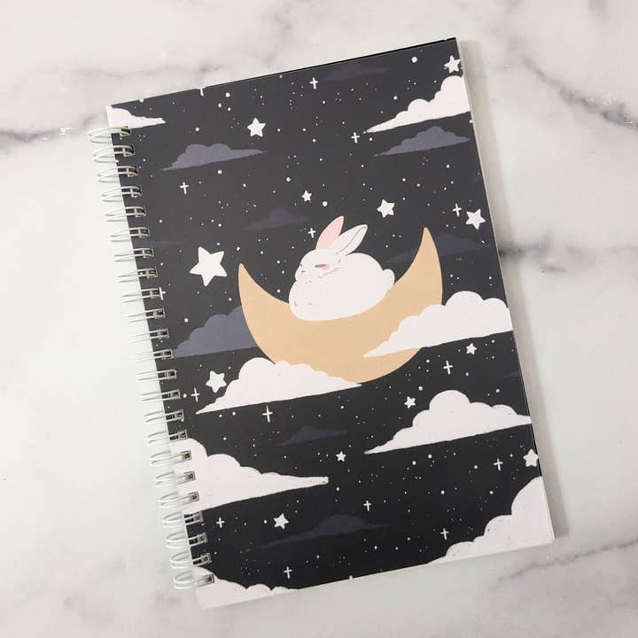 Bunny on the Moon Spiral Stickerbook for wholesale by Sugar Cubed Studios