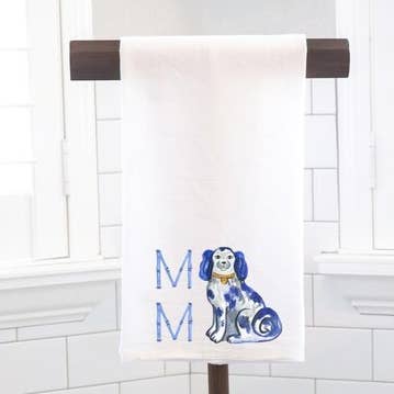 Personalized Custom Blue Bamboo Staffordshire Monogram - Flour Sack Tea Towel - Preppy Gift for wholesale by Moman Sales, Inc.