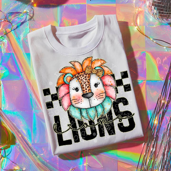 Colorful Lions DTF Transfer | Trendy School Spirit DTF Transfer | High Quality Image Transfers | Ready to Press | Instant Peel for wholesale by Red Dirt Transfers