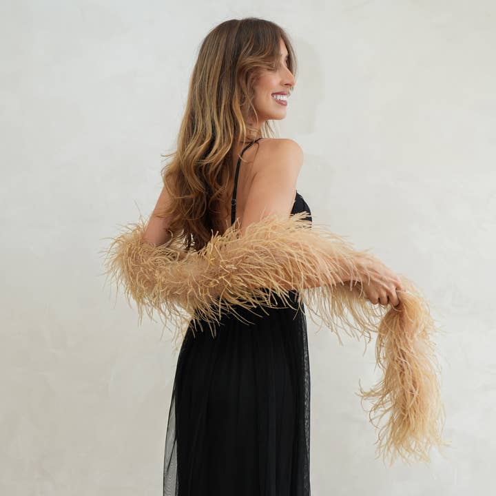 Camel Beige 2 Ply Ostrich Feather Boa for wholesale by Zucker Feather Products