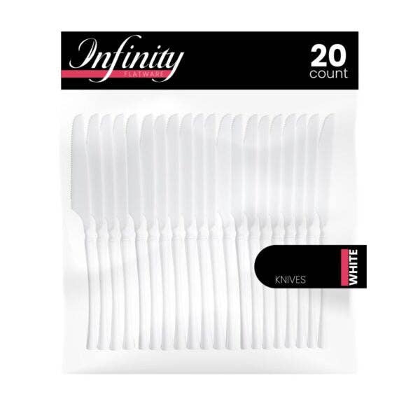 Infinity Collection White Flatware 20 Count for wholesale by Posh Setting