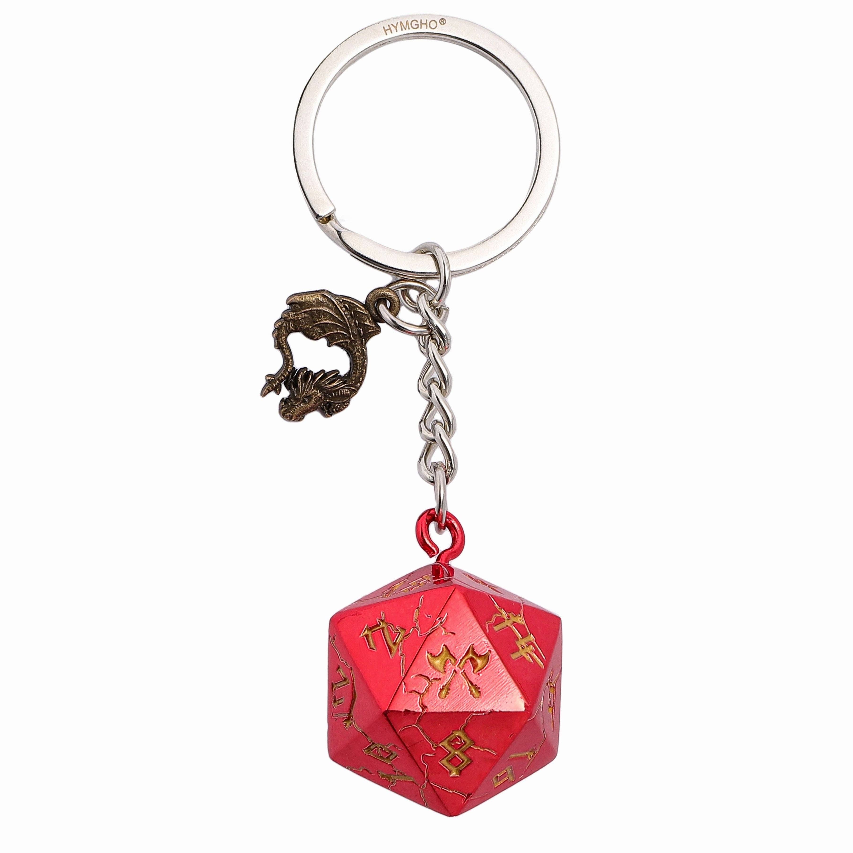 Hymgho Premium Dice - Vente Porte-clés – unisexe - Porte-clés D20 Barbarian - Rouge avec or1