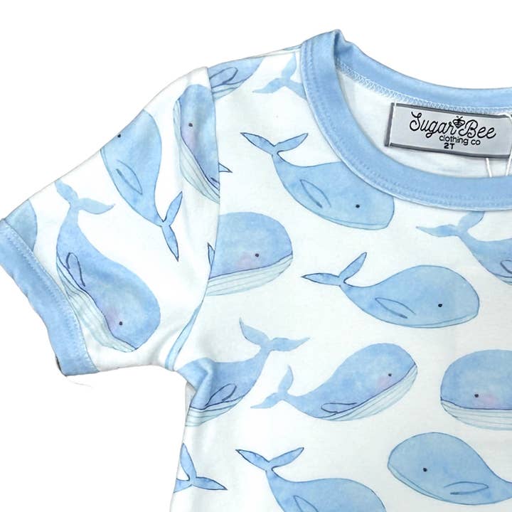 Sugar Bee Clothing - Wholesale Lounge Set - Kids - Whales - Short Lounge Set