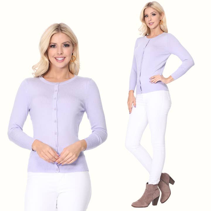 Gebreide vesttrui met 3/4 mouwen en ronde hals voor dames CO079M voor wholesale door Mak