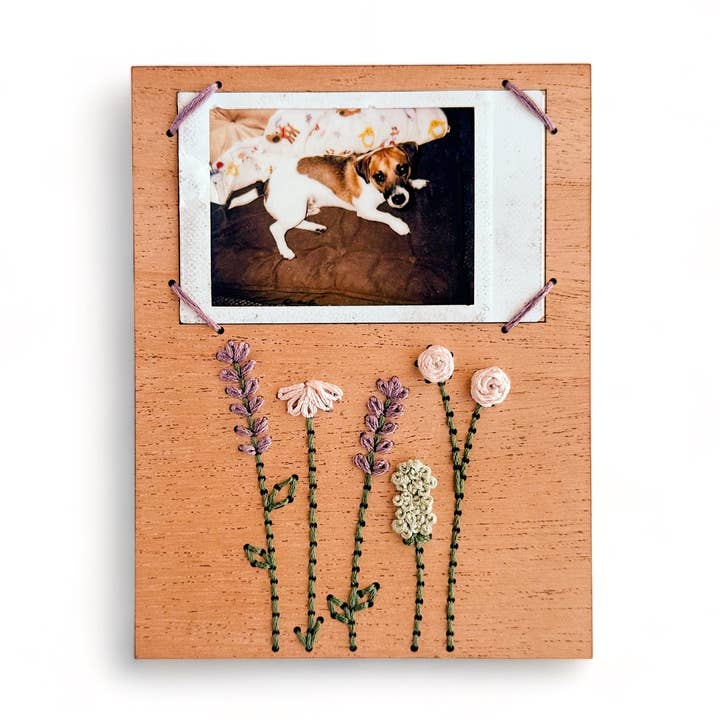 Portrait Wildflower Embroidered Instant Photo Frame for wholesale by Sew Festive Embroidery Co.