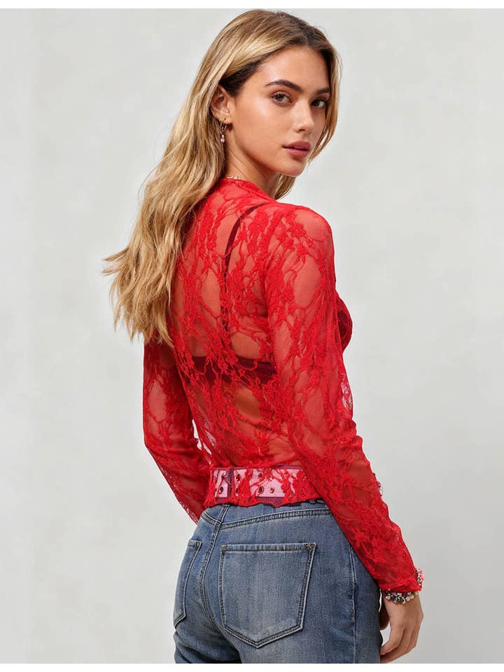 Sweetkama - Venta al por mayor Blusa - Mujer - Blusa de Encaje Floral para Damas Transparente para Capas SKT4101810