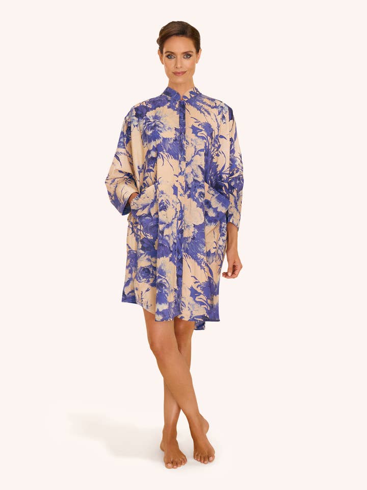 Oversized Shirt Dress - China Blue Blooms for wholesale on Faire