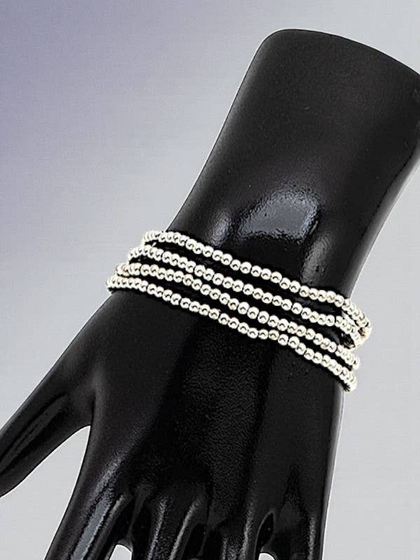 MULTI BALL BEADED 4 STRAND STRETCH BRACELET SET for wholesale by LA Bijoux