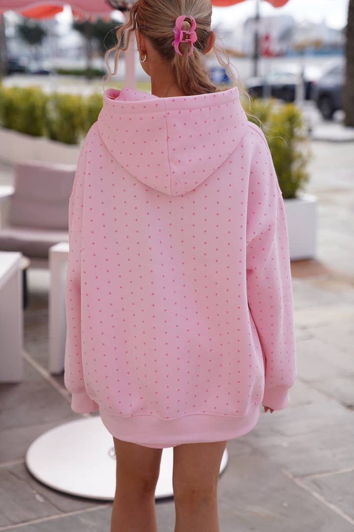 Sunkissed Coconut - Wholesale Hoodie - Women's - Light Pink Polka Dot Hoodie 100% Cotton17