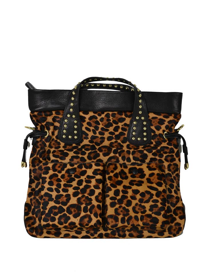 Calf Hair Large bag with pockets and removable fabric strap for wholesale by IT BAGS