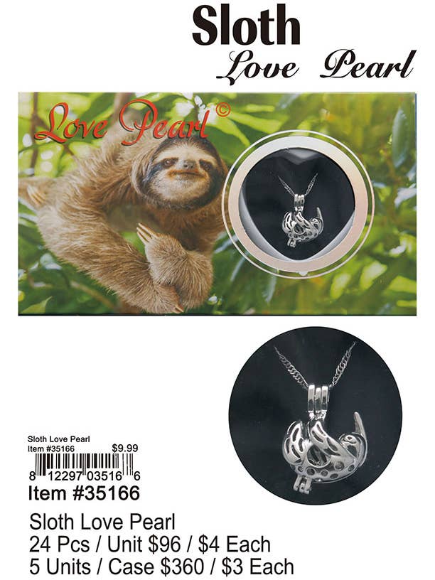 Sloth Love Pearl Necklace for wholesale by Puka Creations