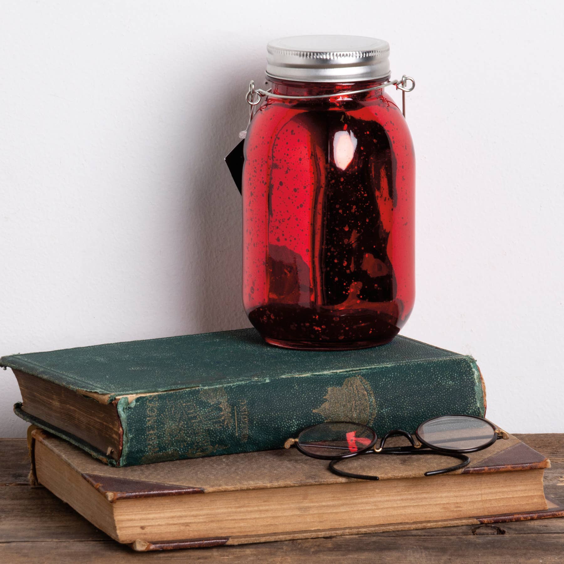 Primitives by Kathy - Wholesale String Lights - Red Mercury Lighted Glass Lantern1