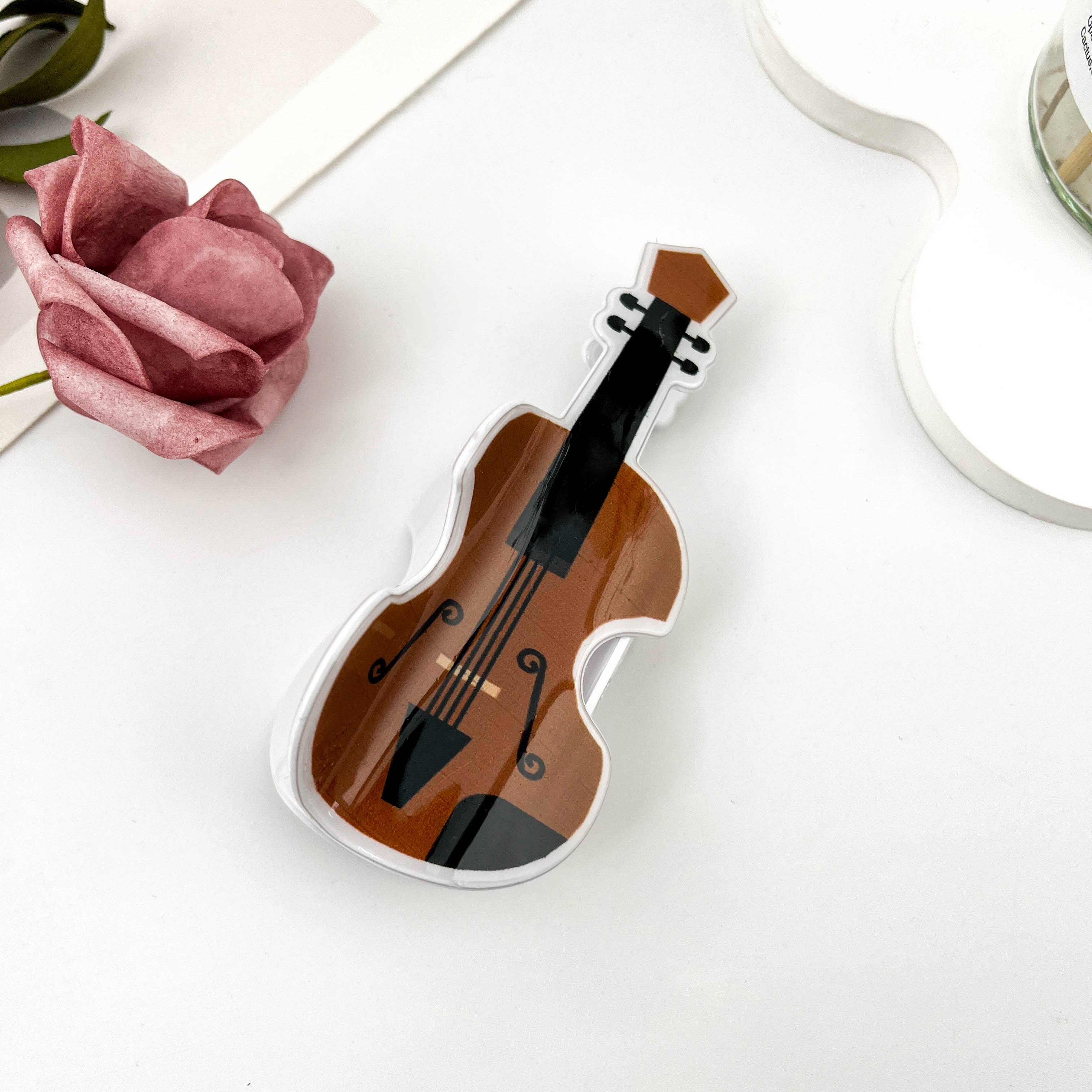 mildstyles - Wholesale Hair clip – Women’s - Leopard Print Guitar Creative Musical Instrument Hair Clip1