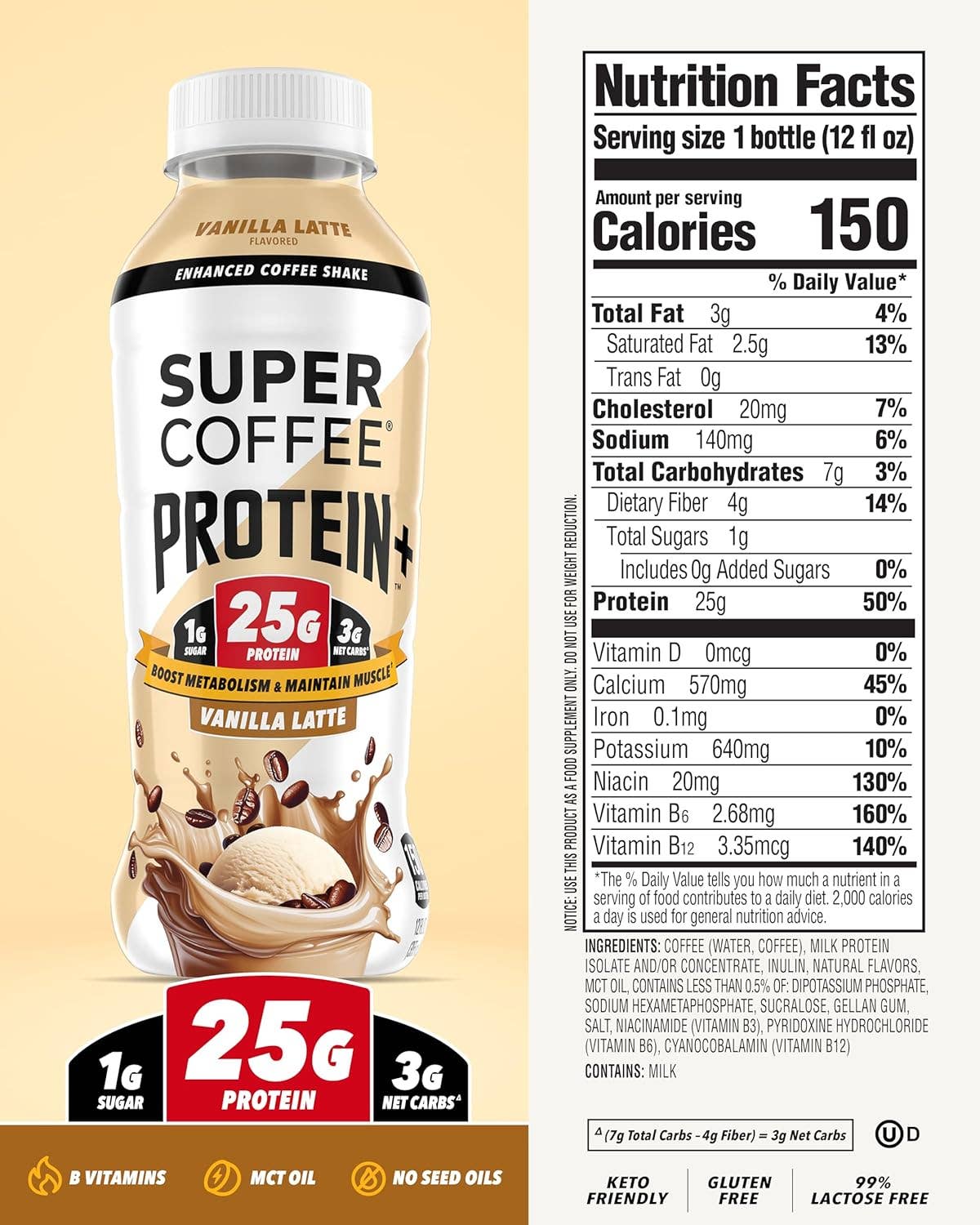 Oasis Snacks - Wholesale Iced Coffee/Cold Brew - SUPER COFFEE Enhanced Shake Protein+, 12oz3