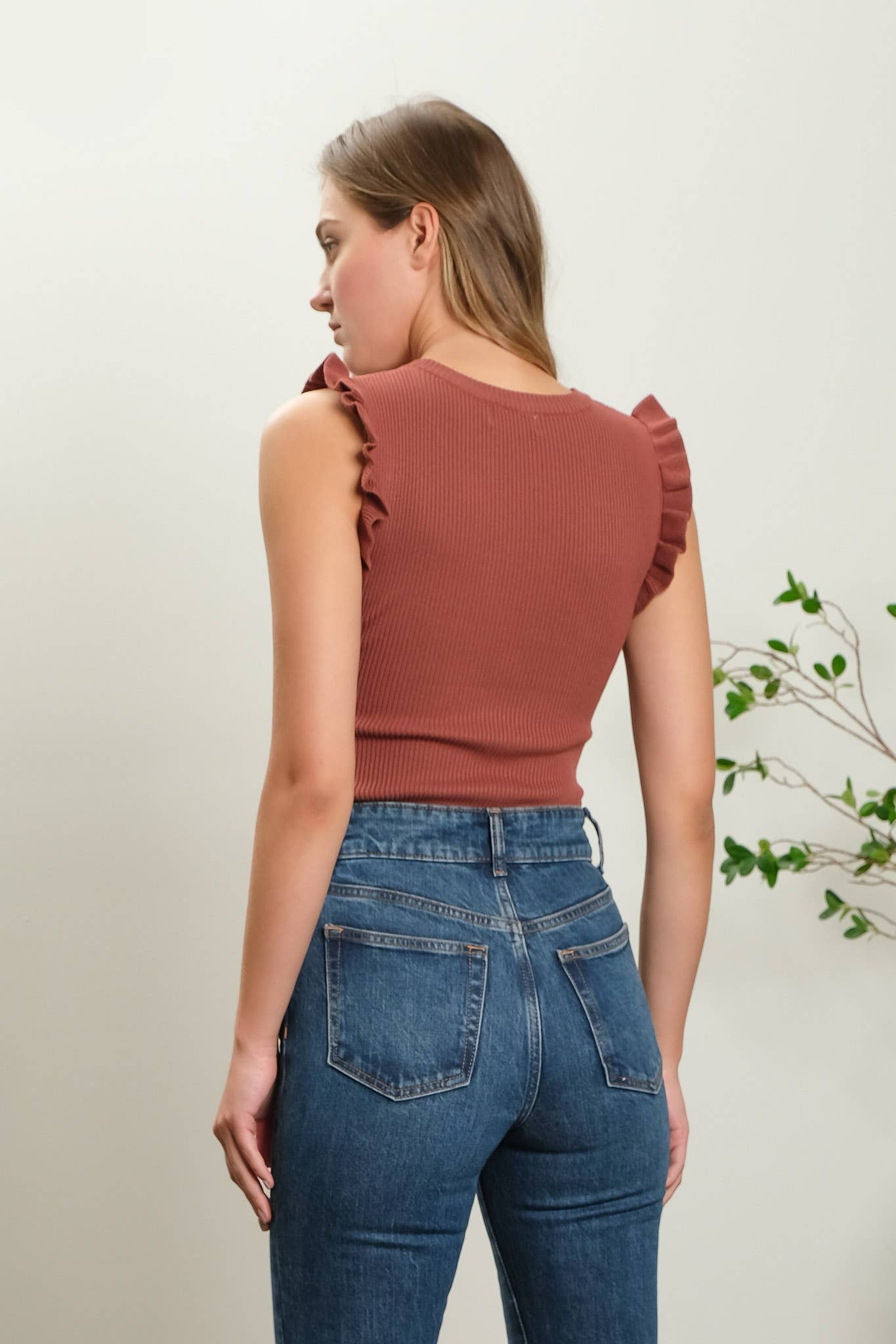 The Workshop Studio - Wholesale Knit Top - Women's - RUFFLE SLEEVELESS SWEATER KNIT TOP35