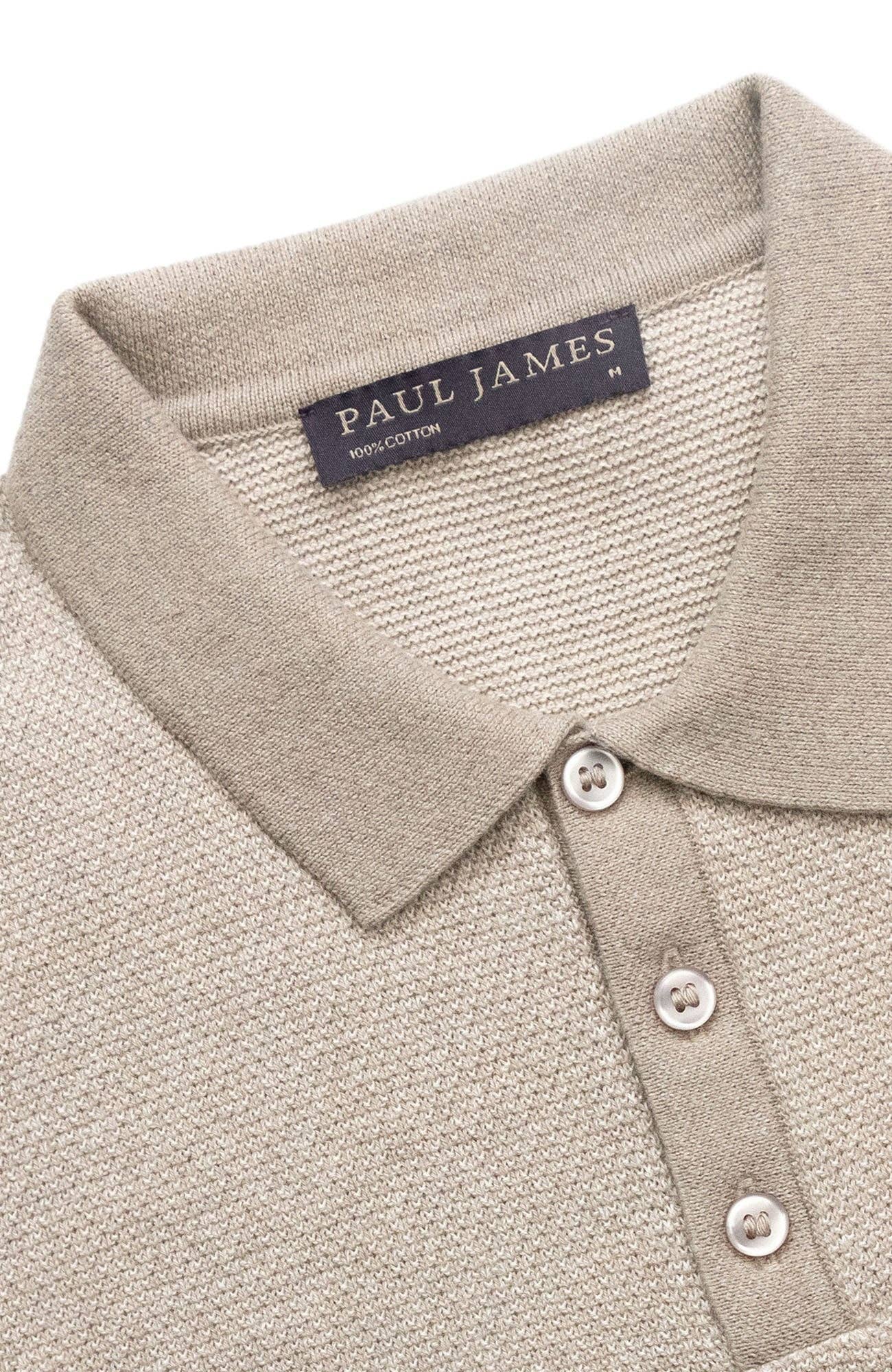 Paul James Knitwear – Großhandel Poloshirt – Herren – Zweifarbiges strukturiertes Poloshirt aus leichter Baumwolle für Herren11