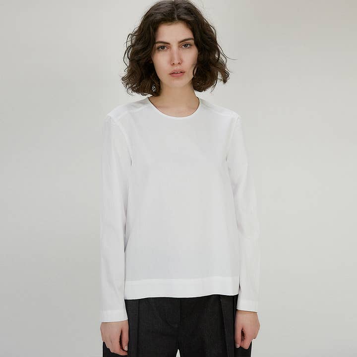 Ryder poplin long sleeved shirt in cotton - White voor wholesale door ELM-PT