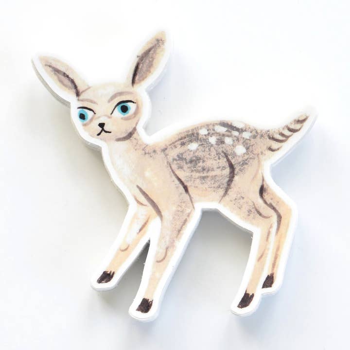 Cute Fawn / Baby Deer Illustrated Die Cut Vinyl Sticker for wholesale by Imaginary Animal