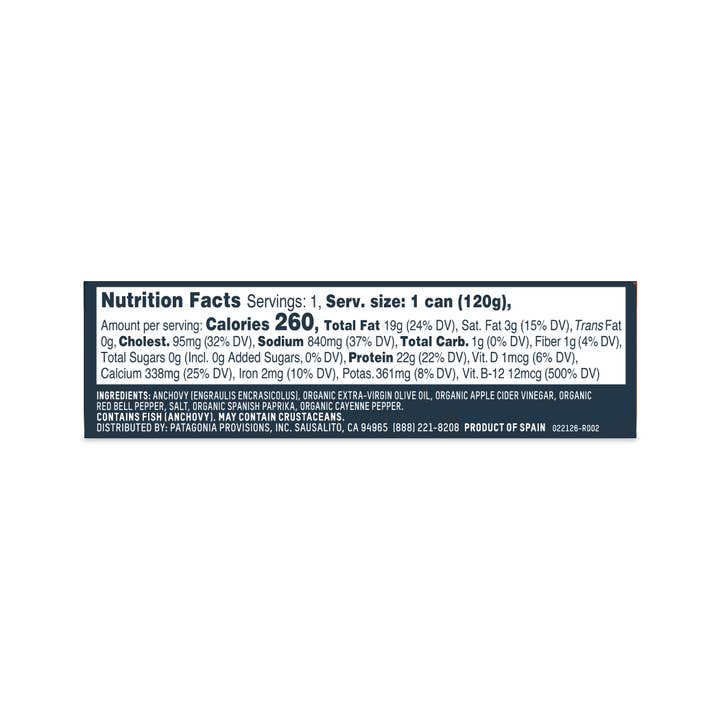 Patagonia Provisions - Wholesale Tinned Fish - Spicy Anchovies - Tinned Fish