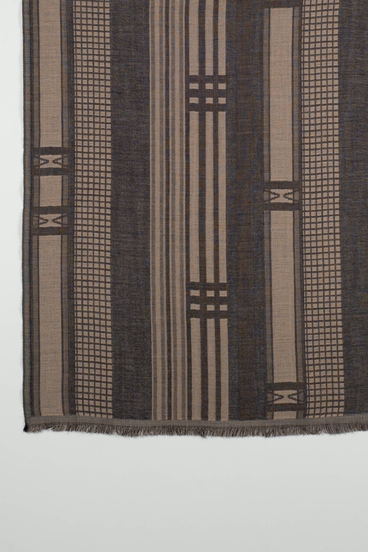 SVEZElife – Cachecol - Mulher por atacado – Cheques e Listras Abstrato Jacquard Merino Lenço de Lã3