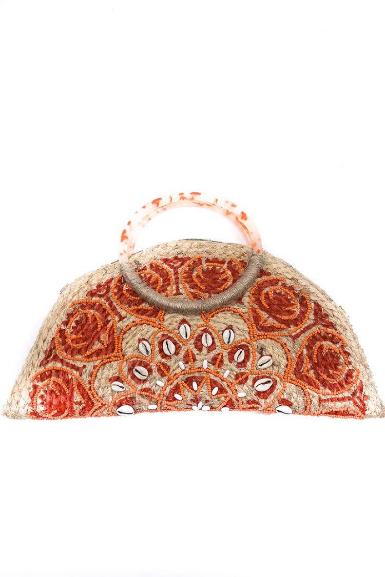 Orange BG5558 Half Moon Bag With Shells Loowie for wholesale on Faire3